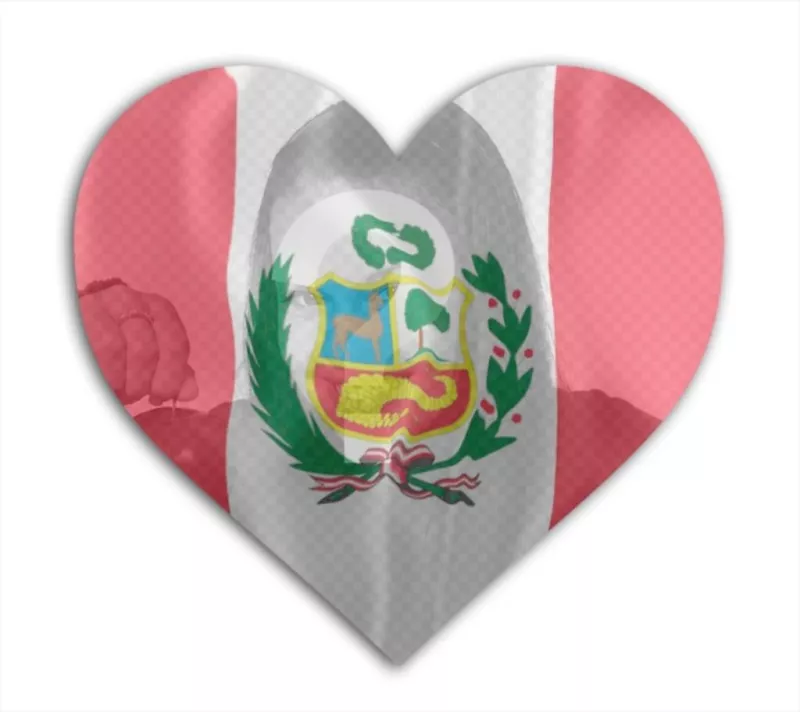 Fotomontaje online para añadir una foto tuya con la bandera de Perú de fondo con forma de corazón. ..