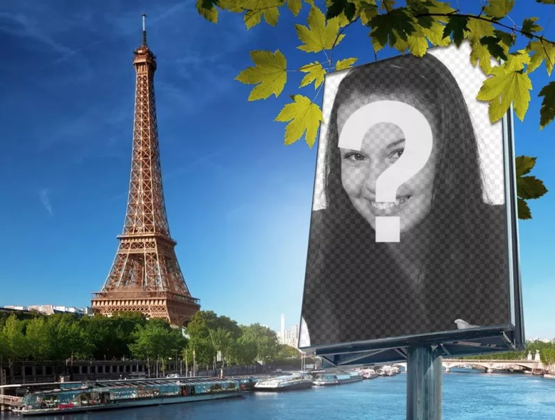 Fotomontaje con la ciudad de Paris y la torre Eiffel ..