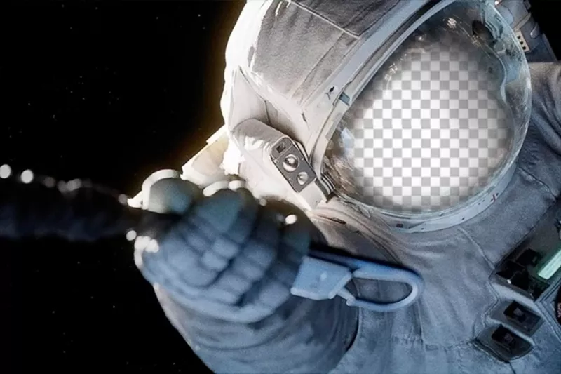 Ajusta tu cara en una escafandra de un astronauta en el espacio. ..
