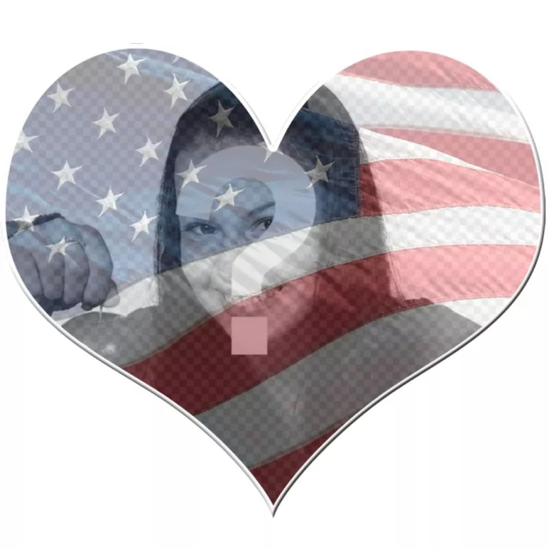 Marco corazón con la bandera de Estados Unidos. ..
