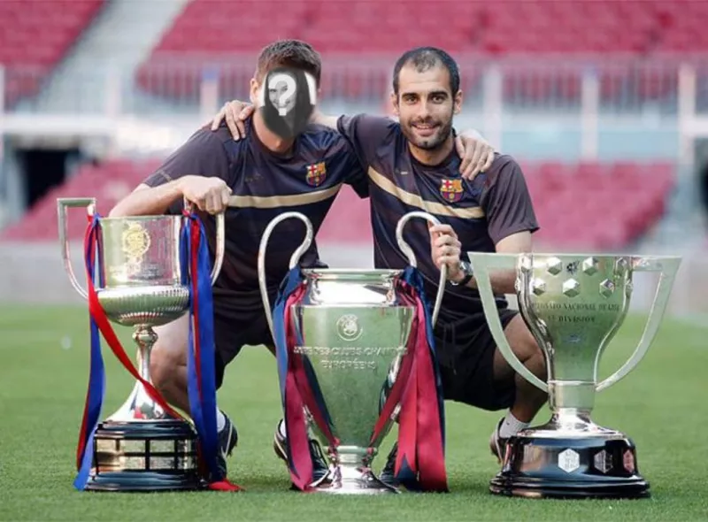 Hazte una foto con guardiola y el triplete ganado por el FC Barcelona en el 2009 con este..