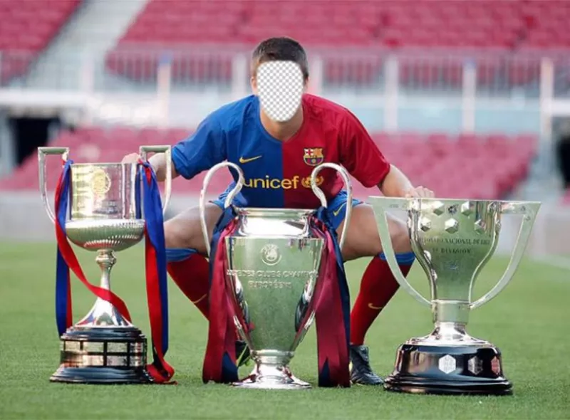 Fotomontaje de Gerard Piqué del FC Barcelona con el triplete ..