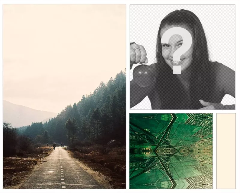 Collage para poner tu foto en un fondo indie de bosques y fractales. ..