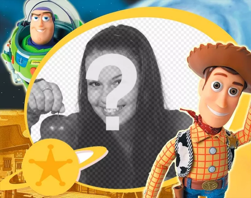 Marco infantil de Toy Story con los dos personajes principales de la película. ..