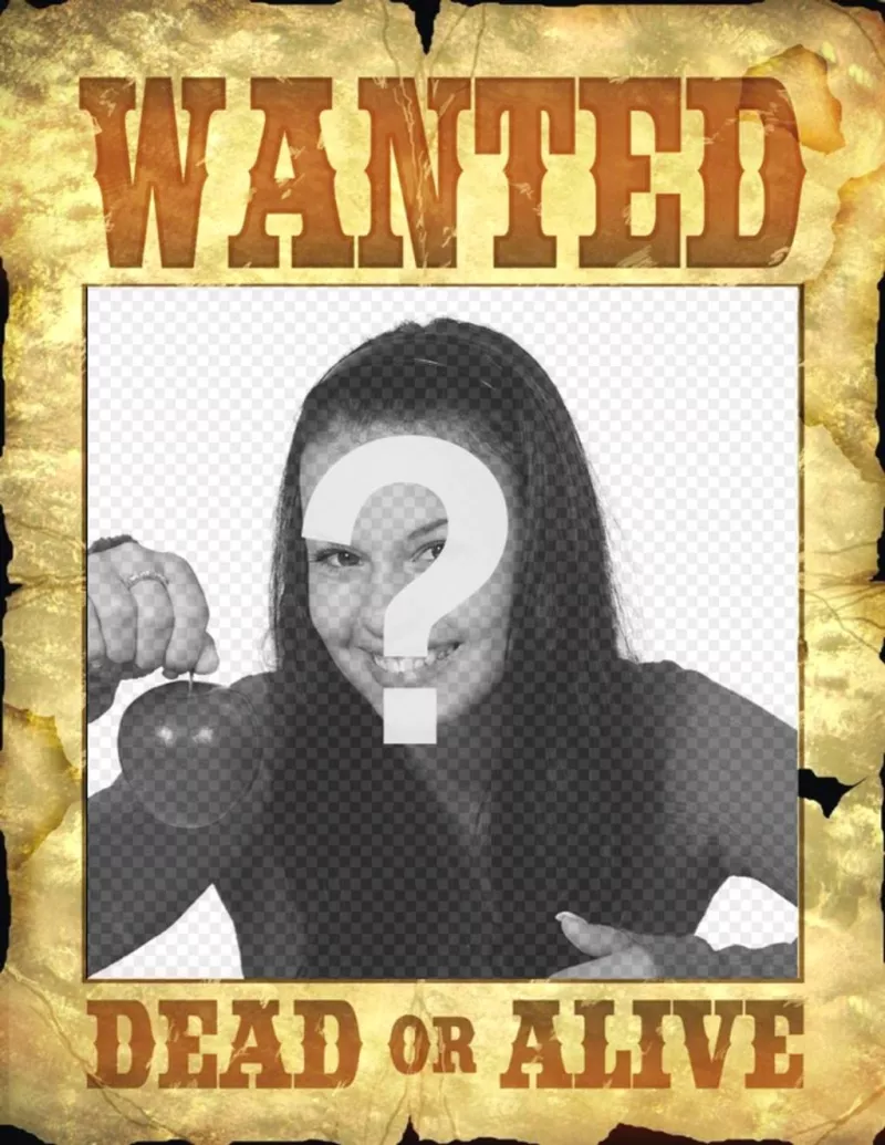 Cartel de -Wanted, Dead or Alive- para poner tus fotos como criminales. ..
