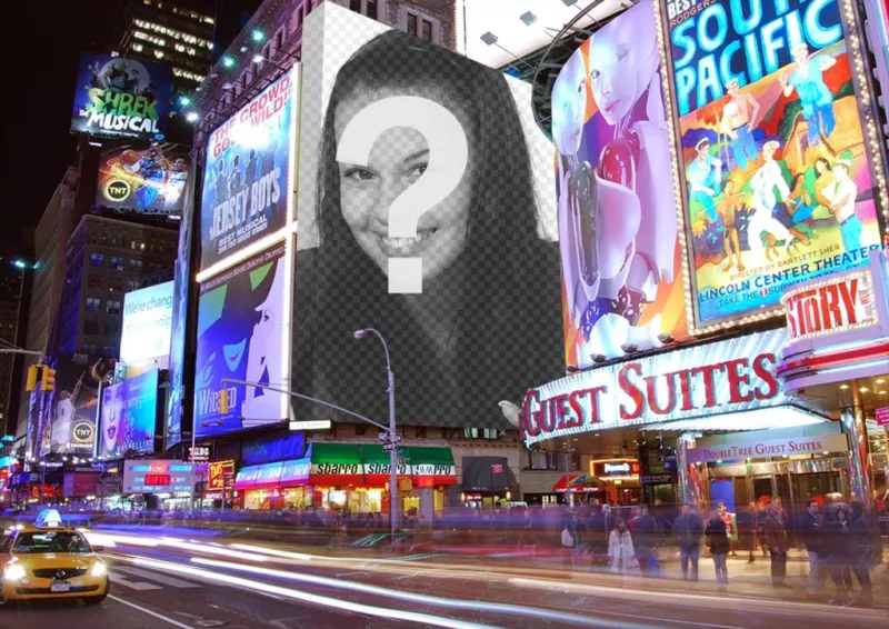 Fotomontaje con los carteles de Times Square. ..