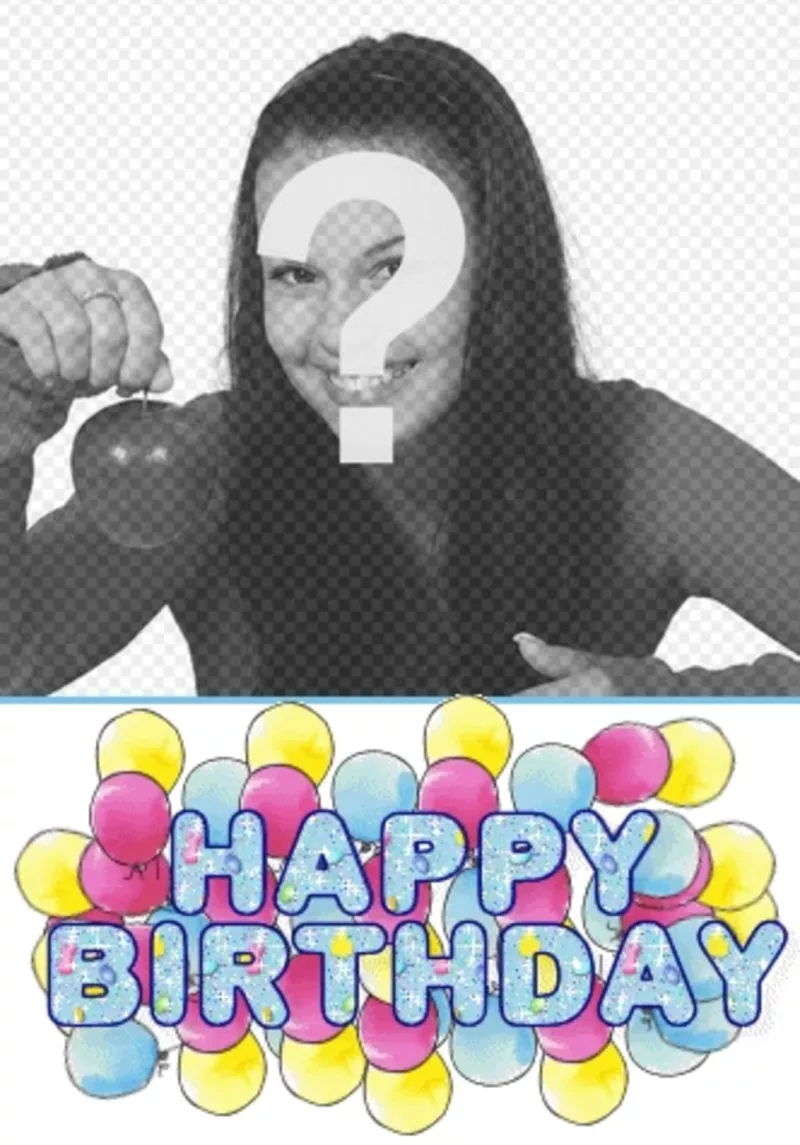 Felicitación de cumpleaños personalizada con foto, con un texto animado *Happy..