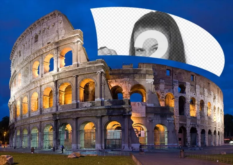 Postal con el Coliseo de Roma con tu foto ..