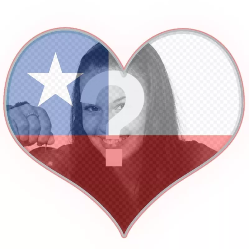 Collage con la bandera de Chile en forma de corazón ..