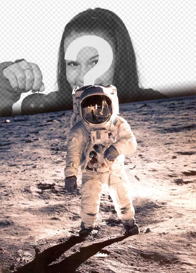 Fotomontaje con la famosa foto de Neil Armstrong en la luna ..