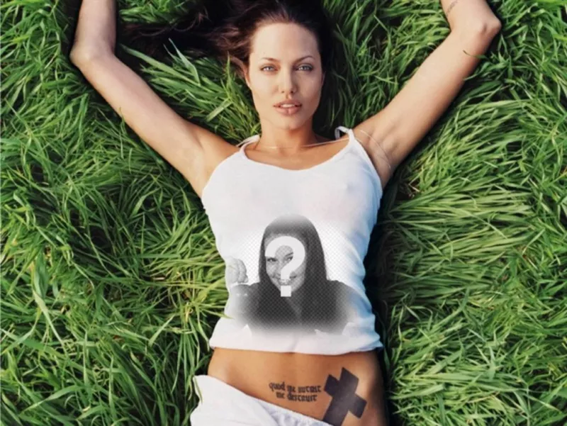 Con este fotoefecto saldrás en la camiseta de la sexy angelina Jolie. ..