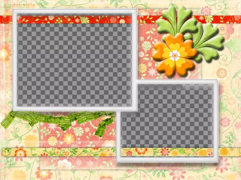 Collage de flores para personalizar con dos fotos ..