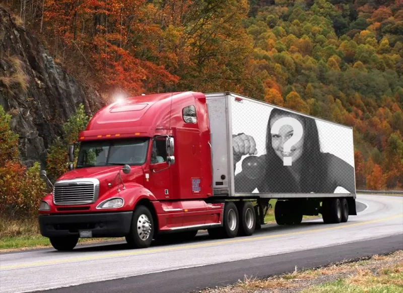 Fotomontaje de un camión de carga para poner tu foto. ..