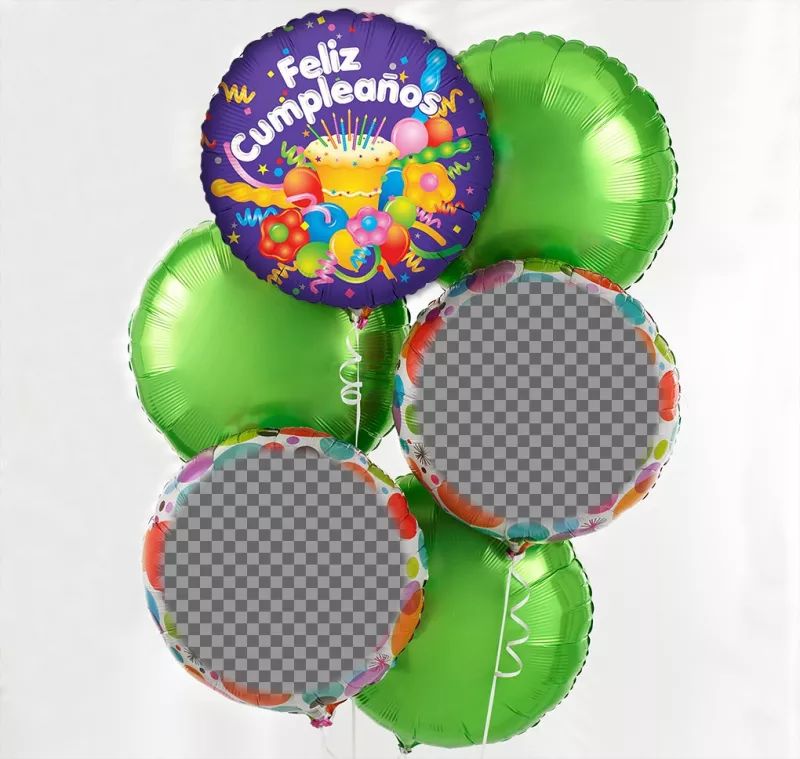 Fotomontaje de globos de cumpleaños para dos fotos. ..