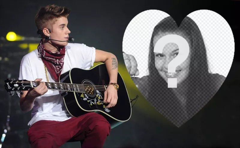 Sube tu foto dentro de un corazón y con Justin Bieber. ..
