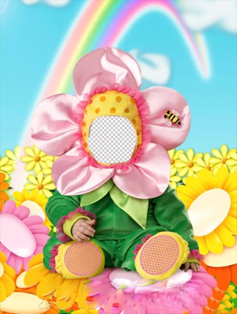 Montaje fotográfico para poner tu cara en un disfraz de bebé con una flor ..