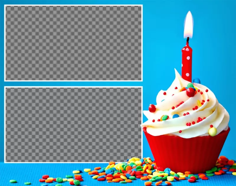 Collage para dos fotos con un pastelito de Cumpleaños ..