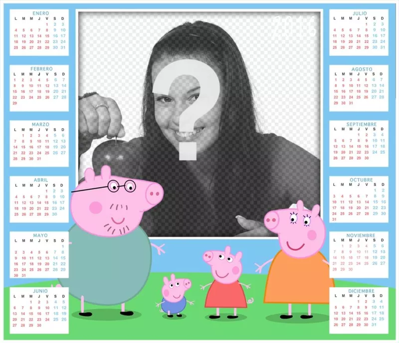 Calendario 2016 de Peppa Pig para personalizar con una foto ..