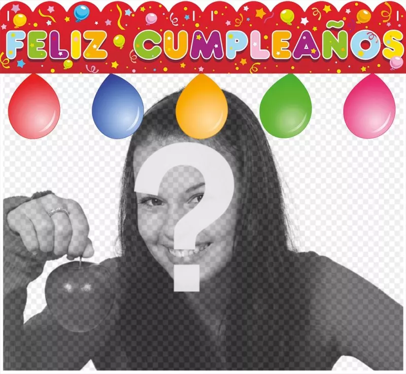 Tarjeta con globos de cumpleaños para editar con una foto ..