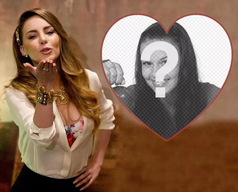 Fotomontaje con la cantante Belinda lanzando un beso ..