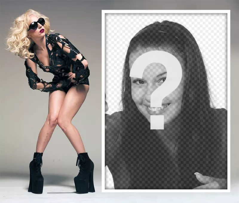 Lady Gaga posando con unas gafas negras para editar con tu foto ..