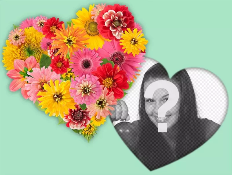 Corazón hecho de flores para decorar tus fotos con este montaje ..