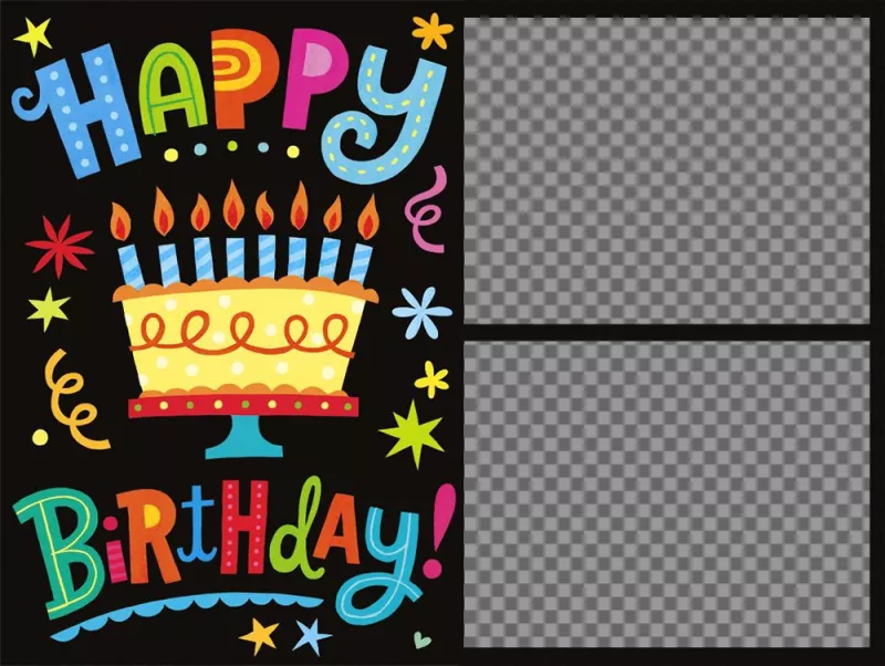 Tarjeta de cumpleaños muy colorida para editar con dos fotos gratis ..
