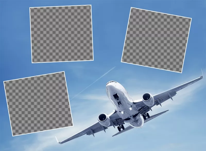 Collage gratis para tres fotos con un avión ideal para los viajeros ..