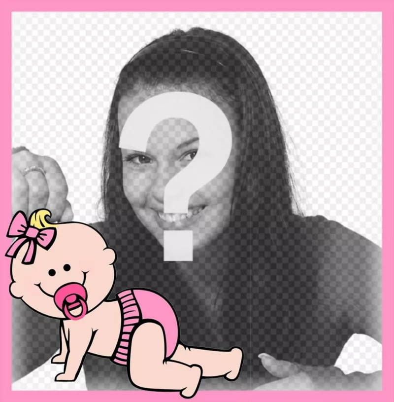 Marco rosa decorativo con una bebé donde puedes añadir tu foto ..