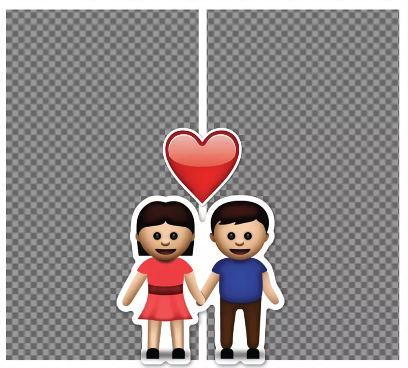 Marco para dos fotos gratis con el emoji de pareja y un corazón ..
