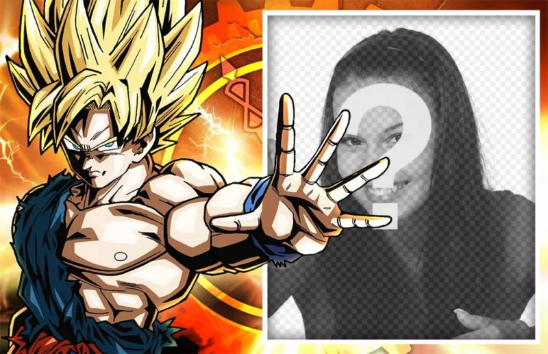 Fotomontaje con Goku en super sayayin para editar con una foto ..
