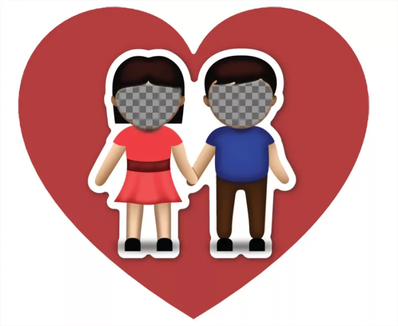 Fotomontaje de amor con el emoji de la pareja donde podrás subir dos fotos ..
