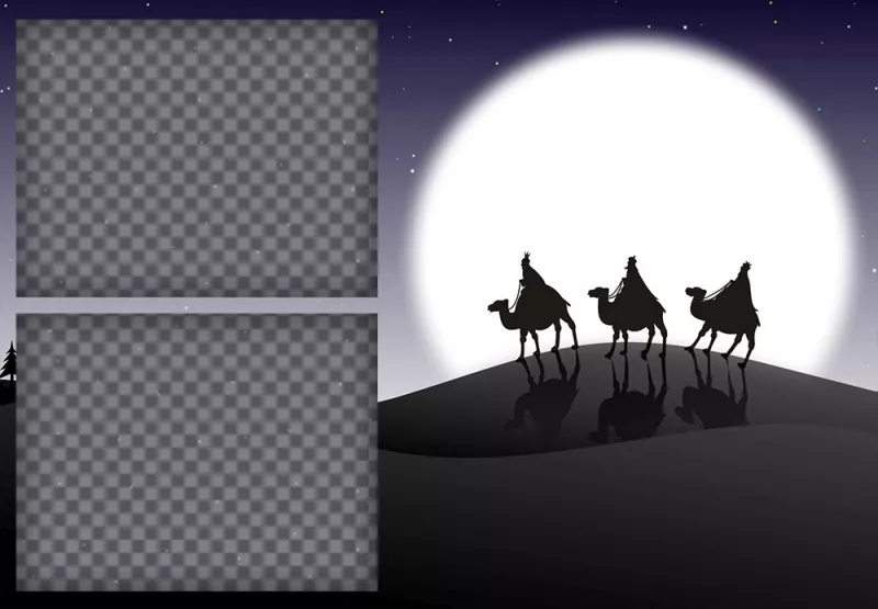 Foto collage con los Tres Reyes Magos que puedes modificar con tus fotos ..