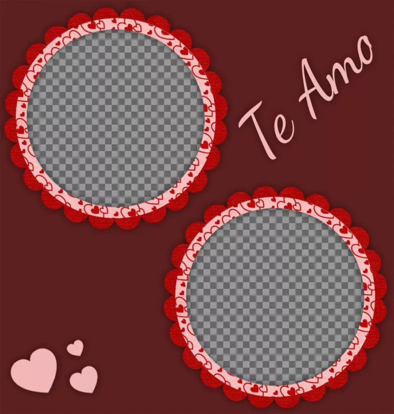 Collage para dos fotos especial para enamorados con la palabra TE AMO ..