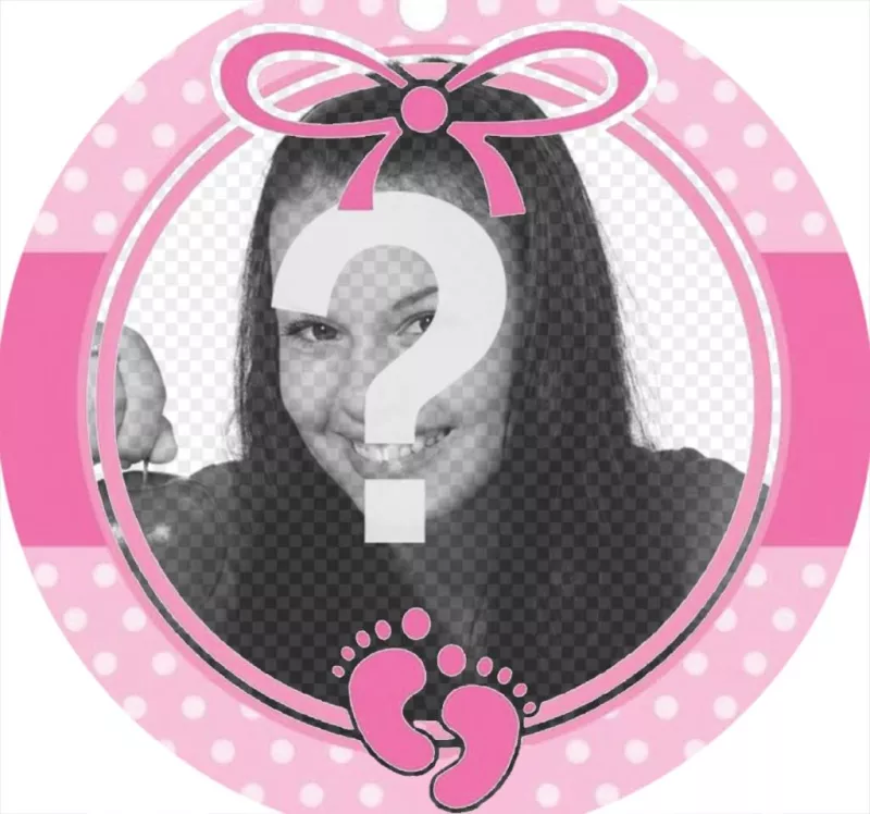 Marco circular color rosa para decorar la foto de una niña bebe ..