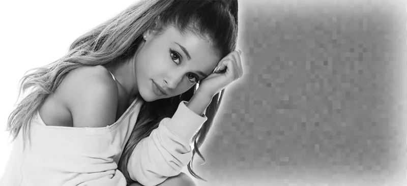 Montaje para fotos de la cantante Ariana Grande en blanco y negro ..