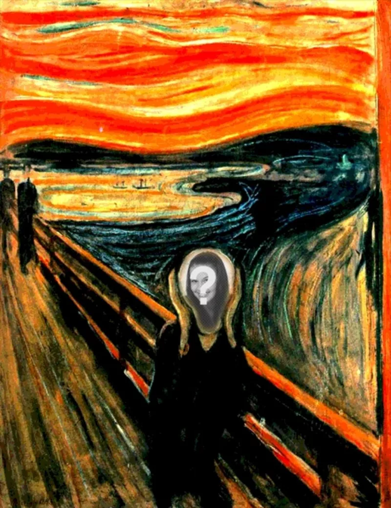 Fotomontaje de el famoso cuadro de Munch Scream en el que puedes poner una..