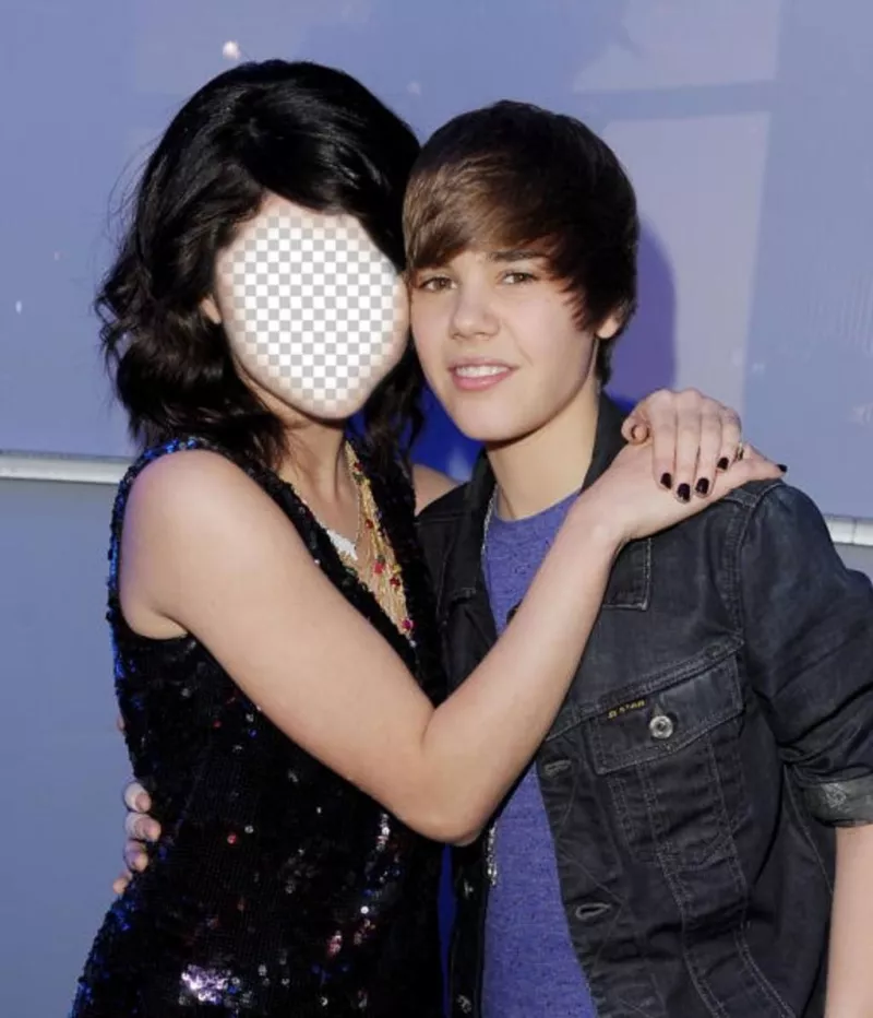 Fotomontaje de Justin Bieber con una chica para ponerle tu cara. ..