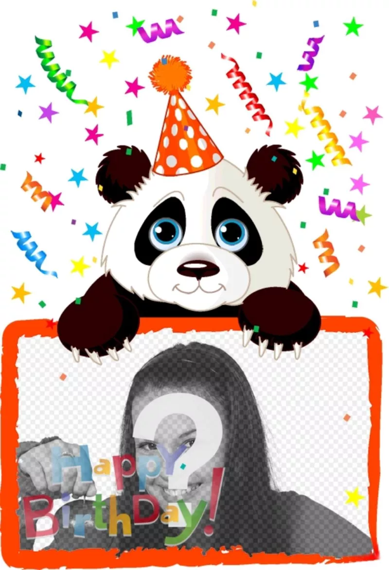 Postal para felicitación de cumpleaños de un oso panda ..