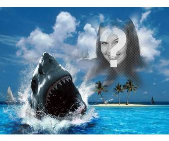Fotomontaje de un tiburón mordiendo a tu foto