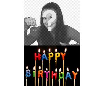 plantilla crear tarjeta cumpleanos personalizable foto velas texto happy birthday