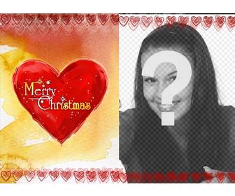 marco fotos tarjeta navidad un corazon escrito merry christmas