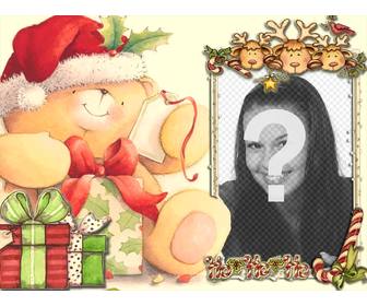 tarjeta navidad marco foto marco asoman tres renos un pajaro color carmesi