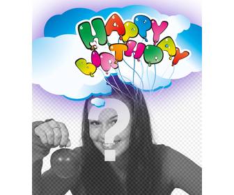 postal felicitacion cumpleanos happy birthday globos