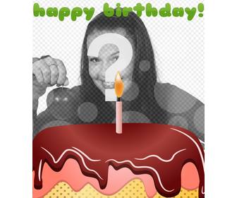 postal cumpleanos  un pastel happy birthday color verde