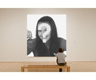 fotomontaje cuadro un museo foto efecto observado un visitante solitario