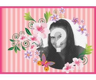 postal dia madre fondo rosa flores mariposas customizar foto texto felicitarla