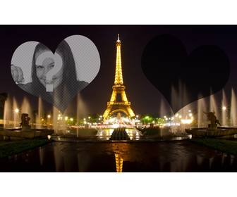 fotomontaje torre eiffel iluminada paris corazones colocar fotos