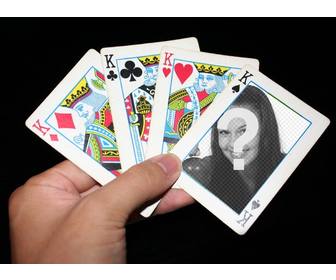 fotomontaje cartas poker colocar foto cartas anadir un texto gratis