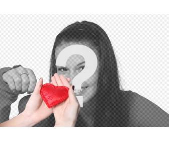 collage romantico anadir un corazon rojo entregado manos mujer